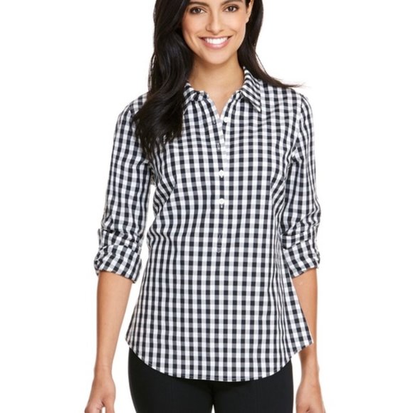 ⭐ Vineyard Vines Black and White Gingham Popover size 2 - Picture 1 of 13